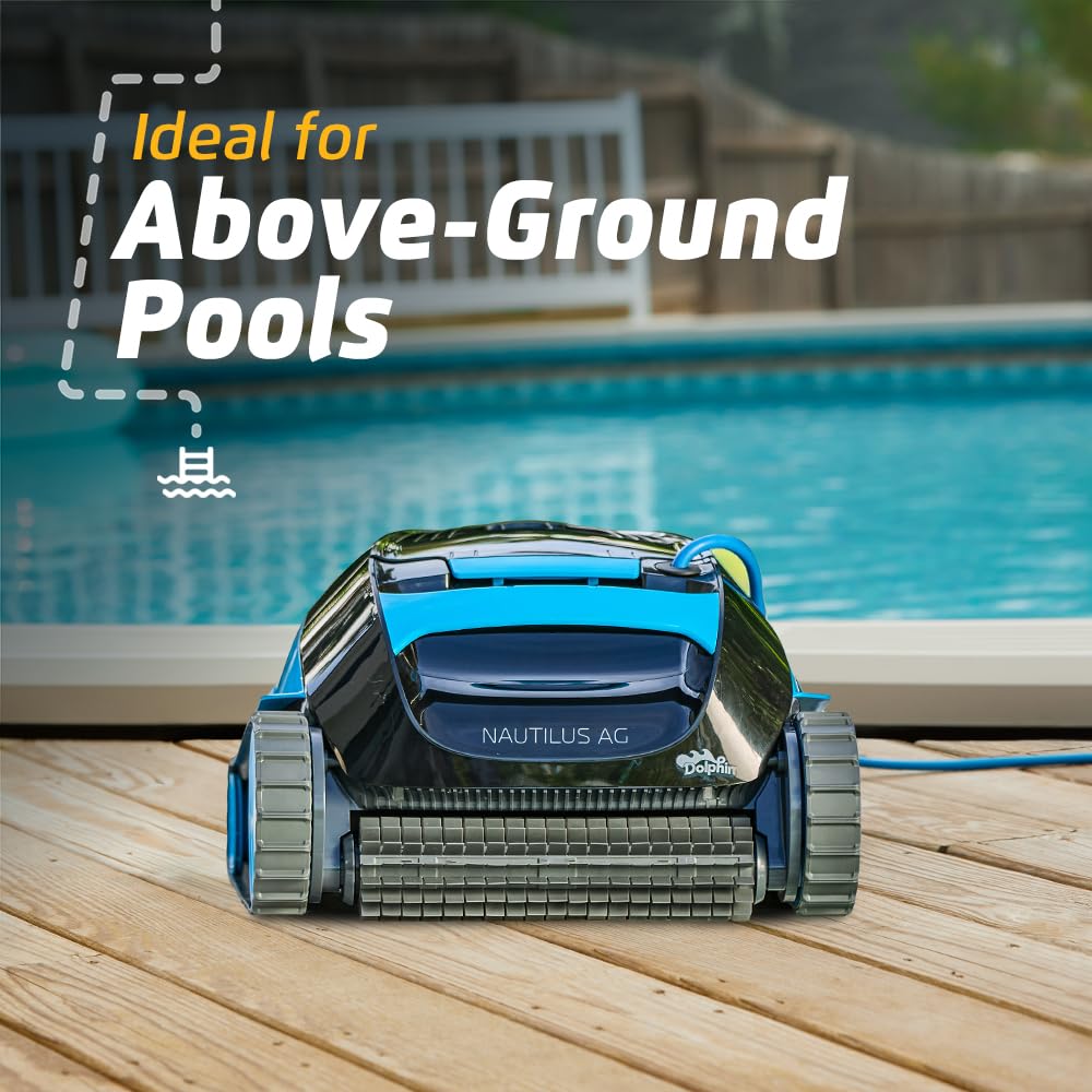 Dolphin (2026 Model) Nautilus AG Automatic Robotic Pool Vacuum Cleaner, Active Scrubber Brush, Top Load Filters Access, Ideal for Above-Ground Pools up to 33 FT in Length