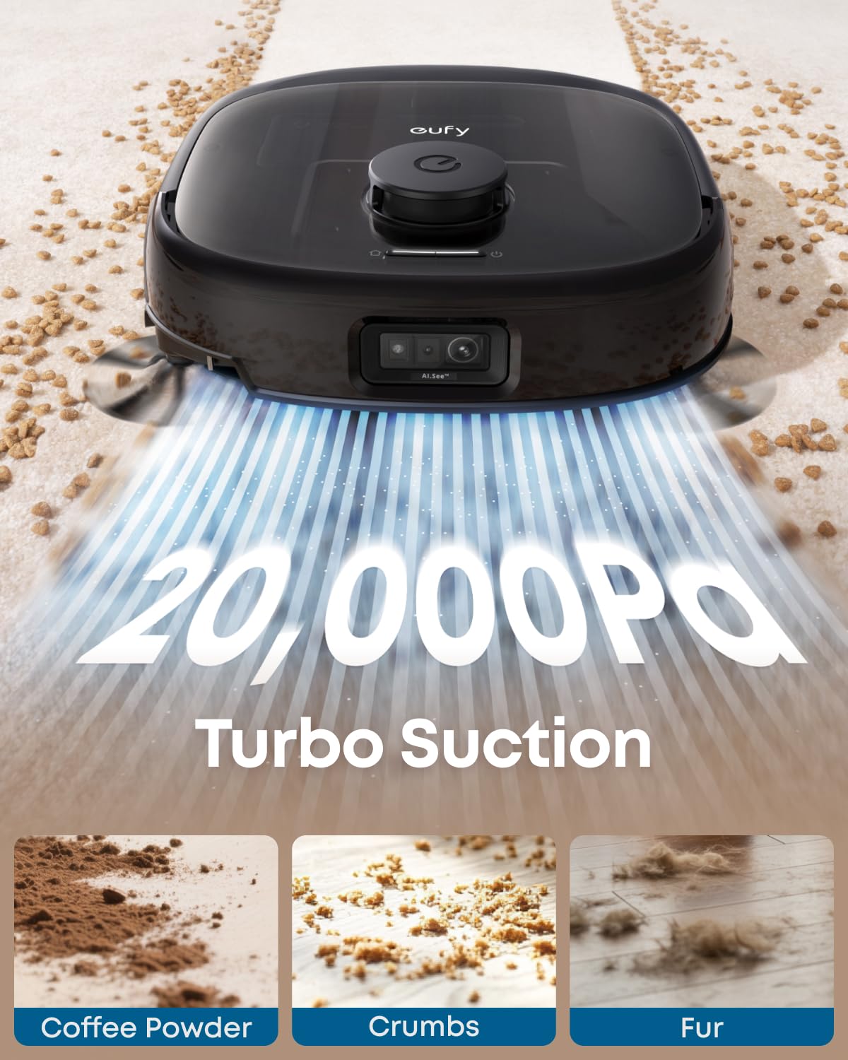 eufy E28 Robot Vacuum and Mop, 20,000 Pa, Portable Carpet Cleaning