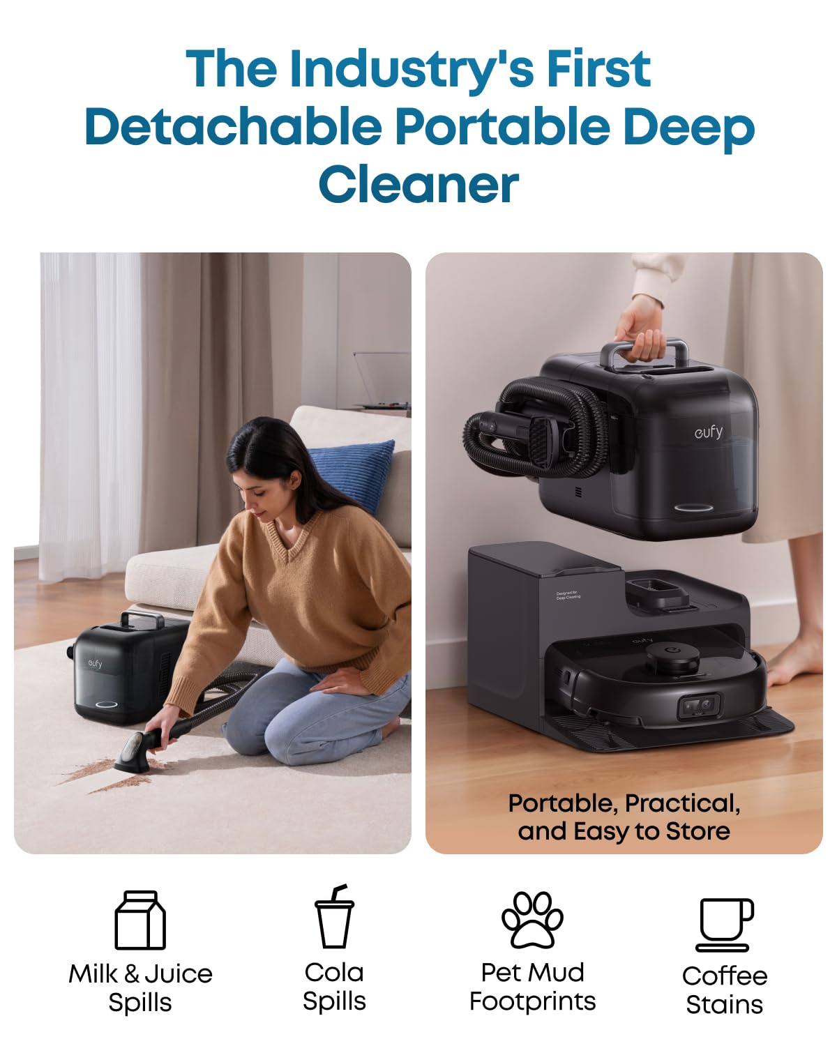 eufy E28 Robot Vacuum and Mop, 20,000 Pa, Portable Carpet Cleaning