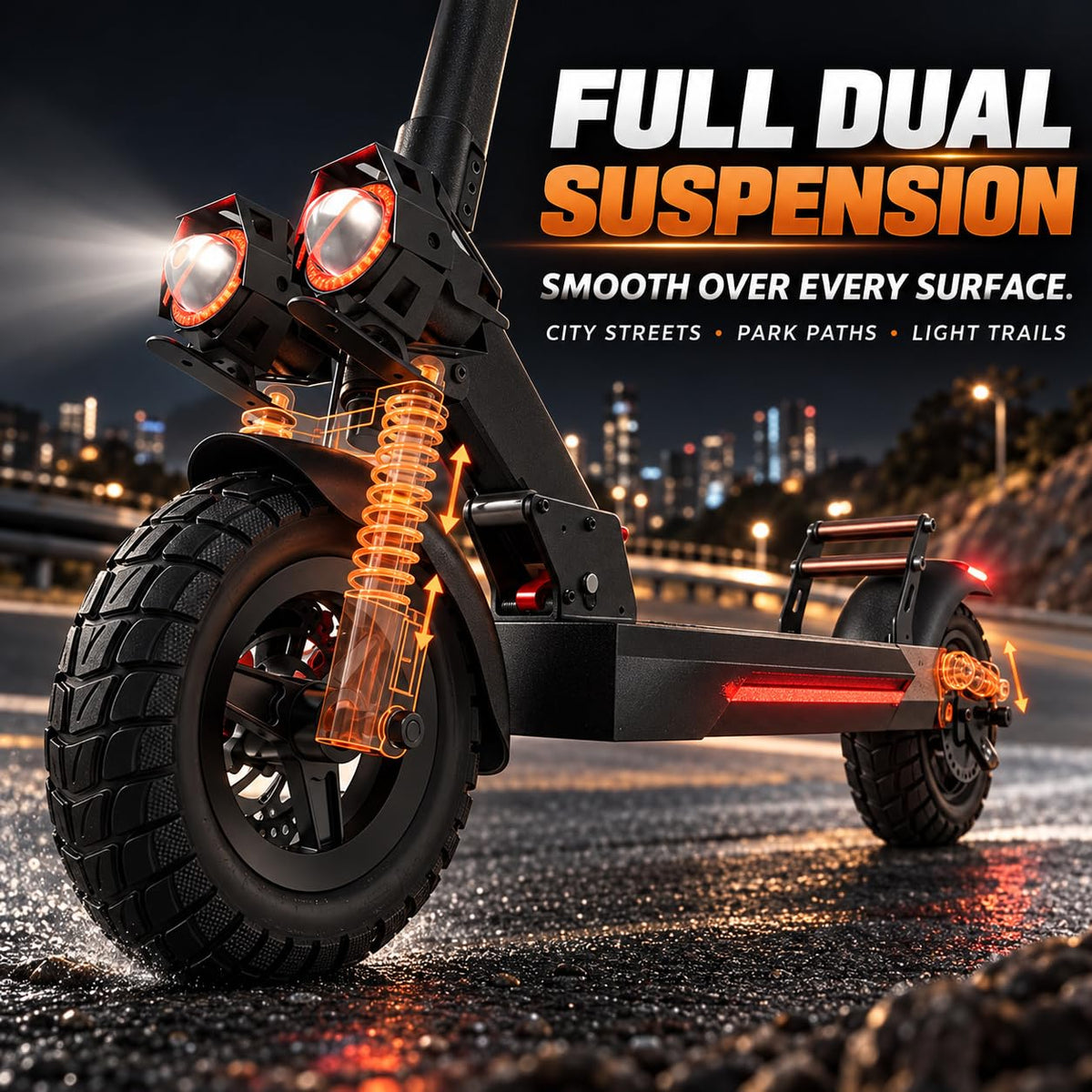 Electric Scooter Adults 1200W 25Miles Fast Off Road Dual Suspension