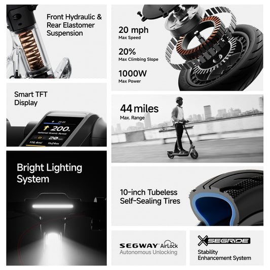 Segway Ninebot F3 Electric Scooter, 44-Mile Range, UL Certified