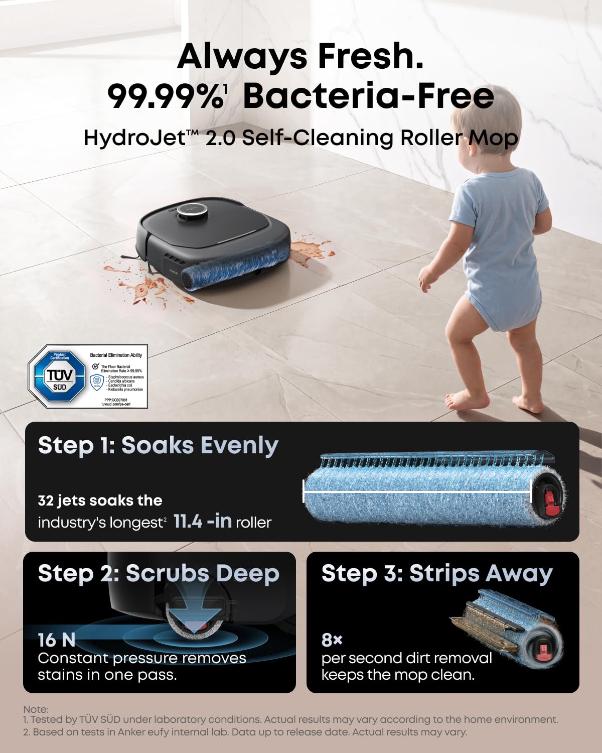 eufy Omni E35 Robot Vacuum and Mop Combo, Baby-Grade Clean, 35,000 Pa