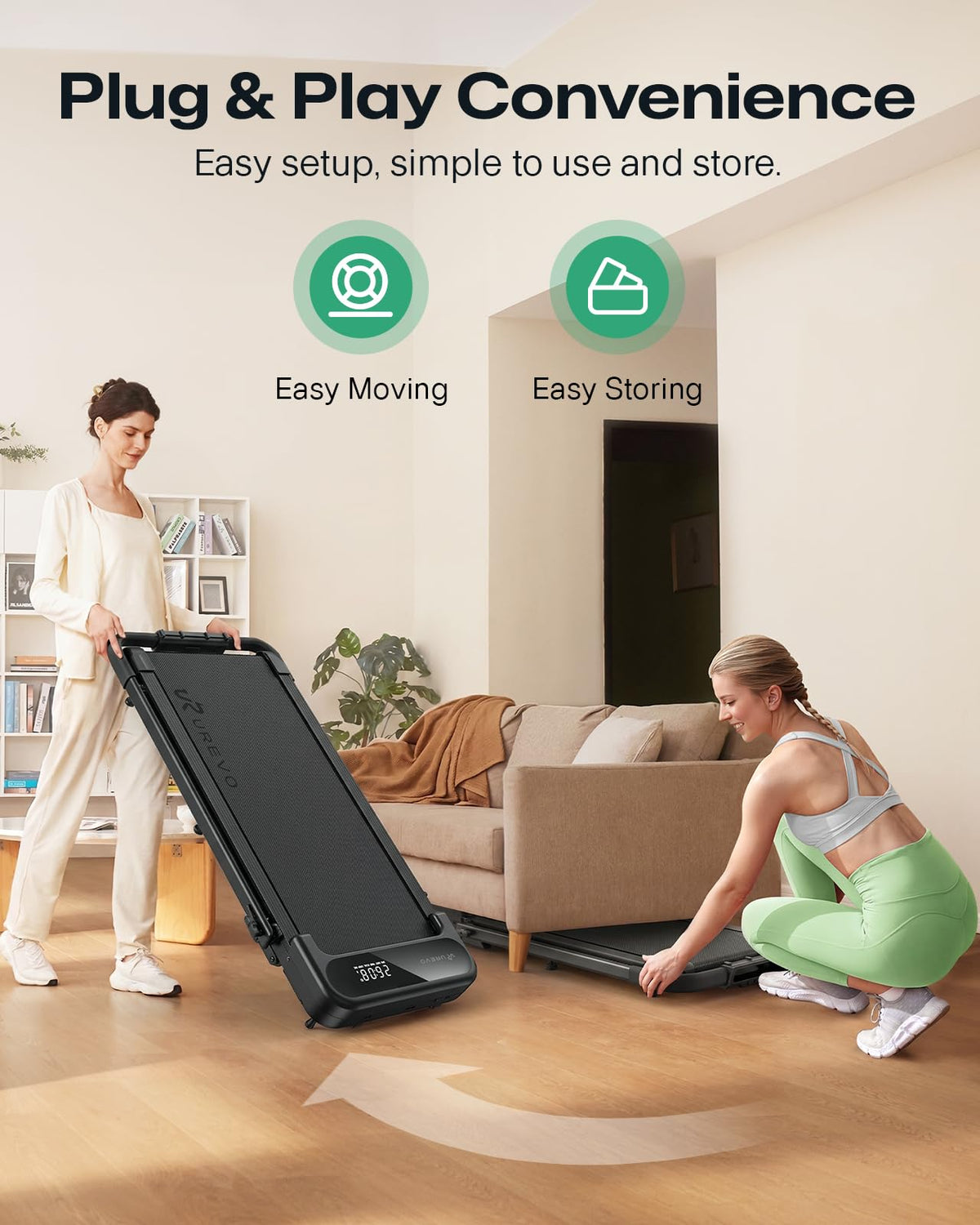 UREVO Strol 2E Pro Smart Walking Pad Treadmill with APP, 12% Incline, Compact Walking Pad with Safety Handle, Plug & Play, Desk Treadmill with LED Display, Walking & Running for Home Office