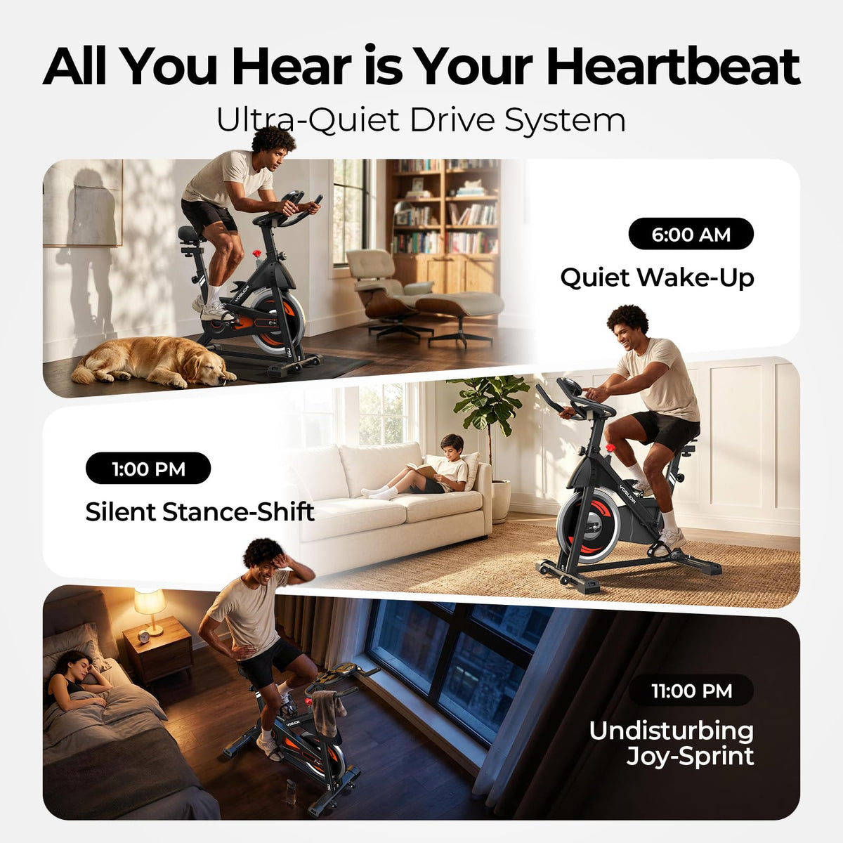 YOSUDA Magnetic Stationary Exercise Bike for Home, Indoor Cycling Bike with Exclusive App & Fitness Courses, 300 LB Weight Capacity, Quiet Magnetic Resistance, Tablet Holder, Workout Bike for Weight Loss & Cardio Training