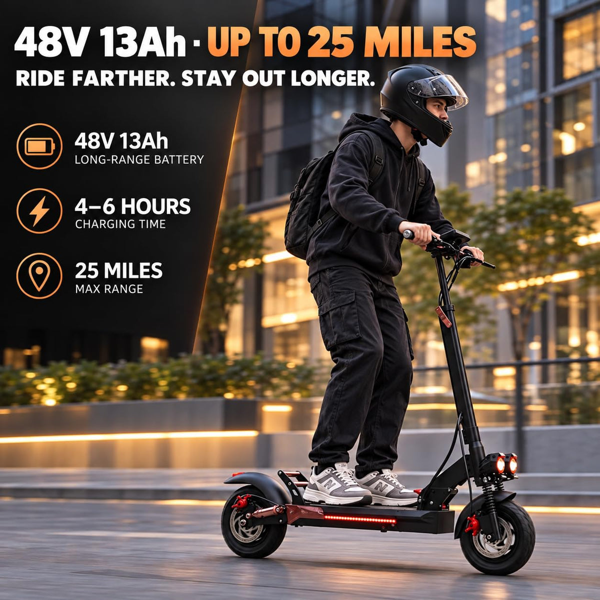 Electric Scooter Adults 1200W 25Miles Fast Off Road Dual Suspension
