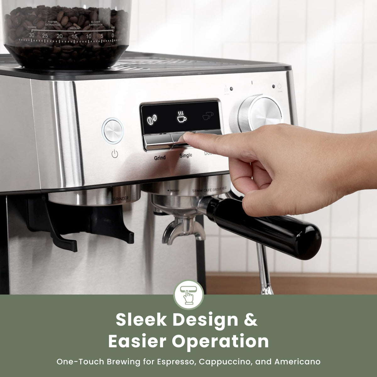 Gevi 20 Bar Espresso Machine with Grinder & Steam Wand for Latte Cappuccino