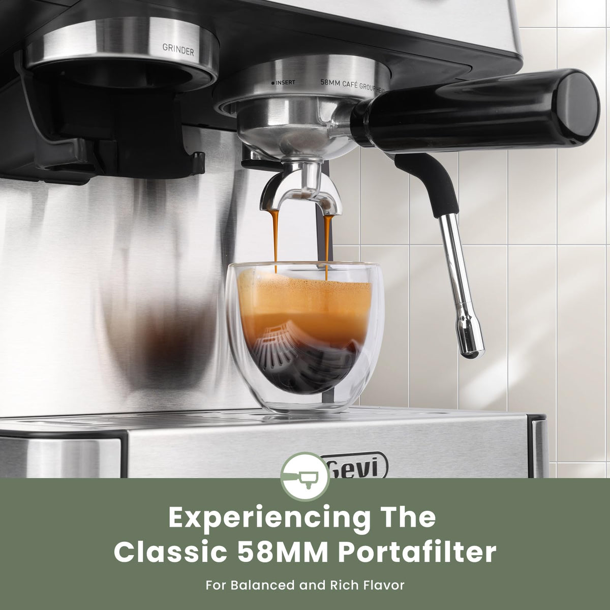 Gevi 20 Bar Espresso Machine with Grinder & Steam Wand for Latte Cappuccino