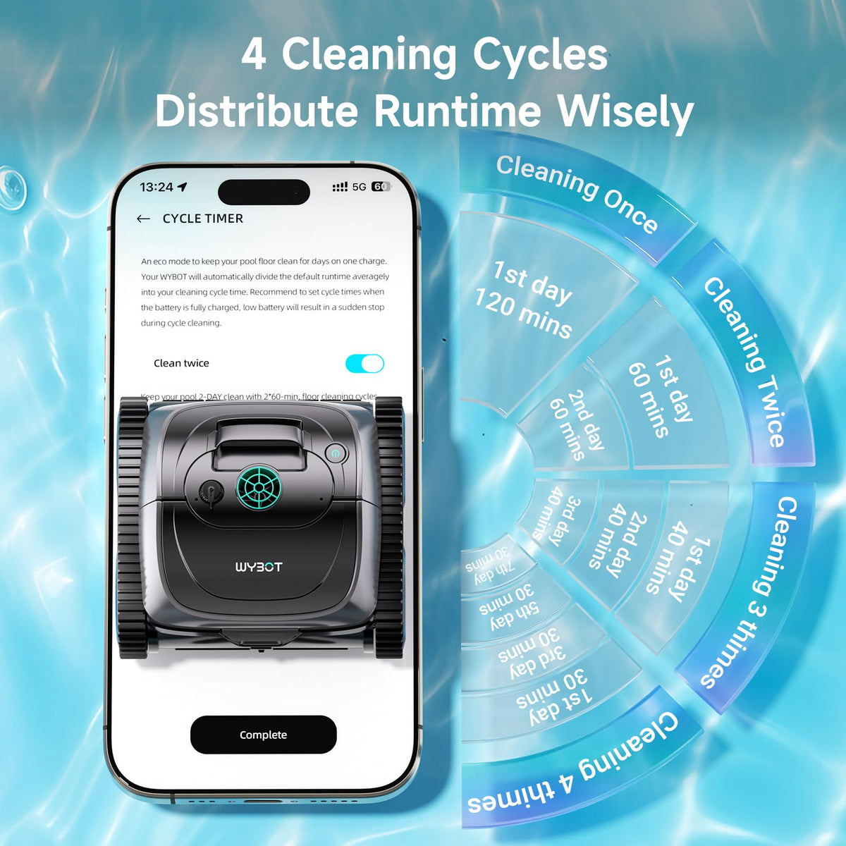 WYBOT C1 Cordless Robotic Pool Vacuum for Inground Pools, Professional