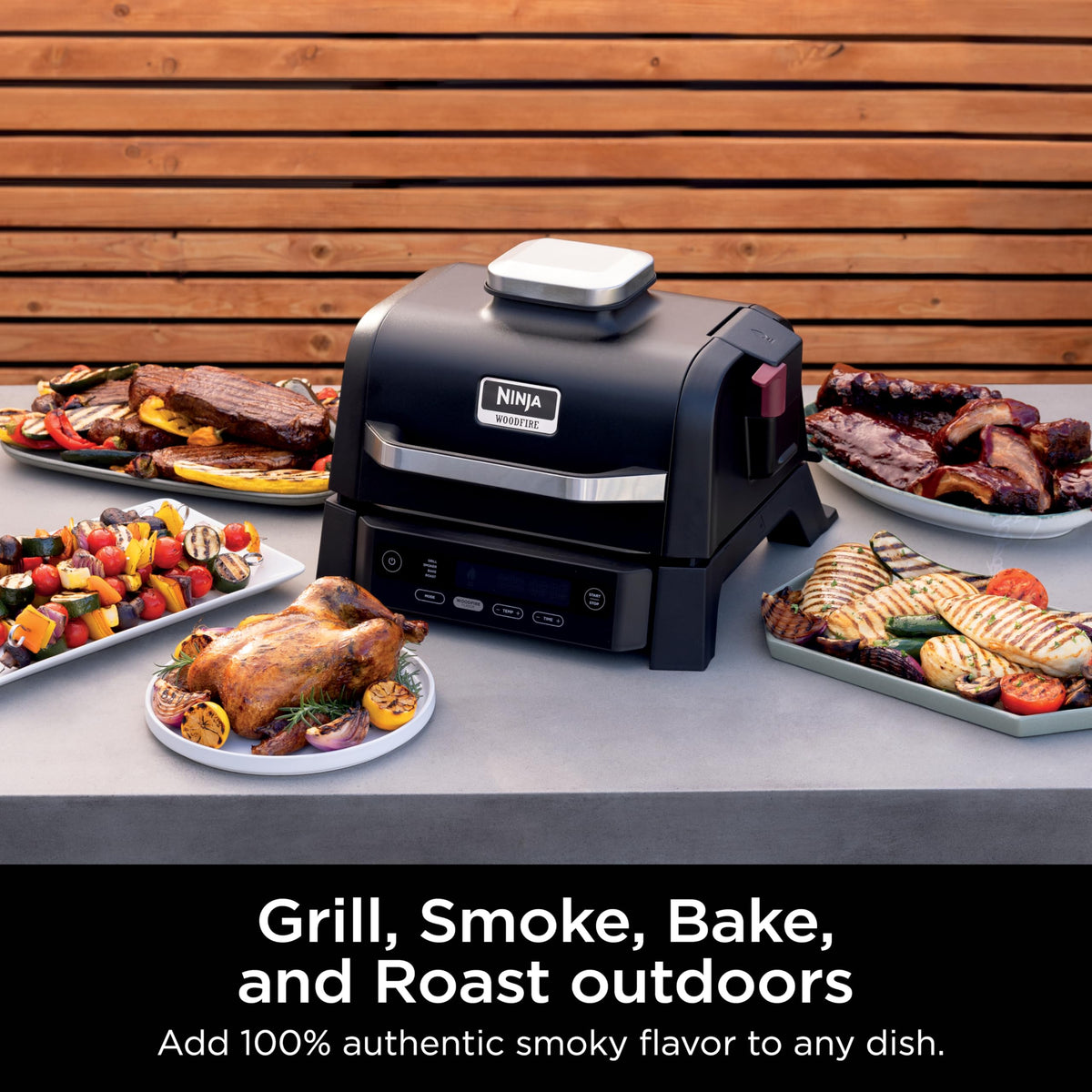Ninja Woodfire Outdoor Grill & Smoker, 3-in-1 BBQ, Bake & Roast, OG301