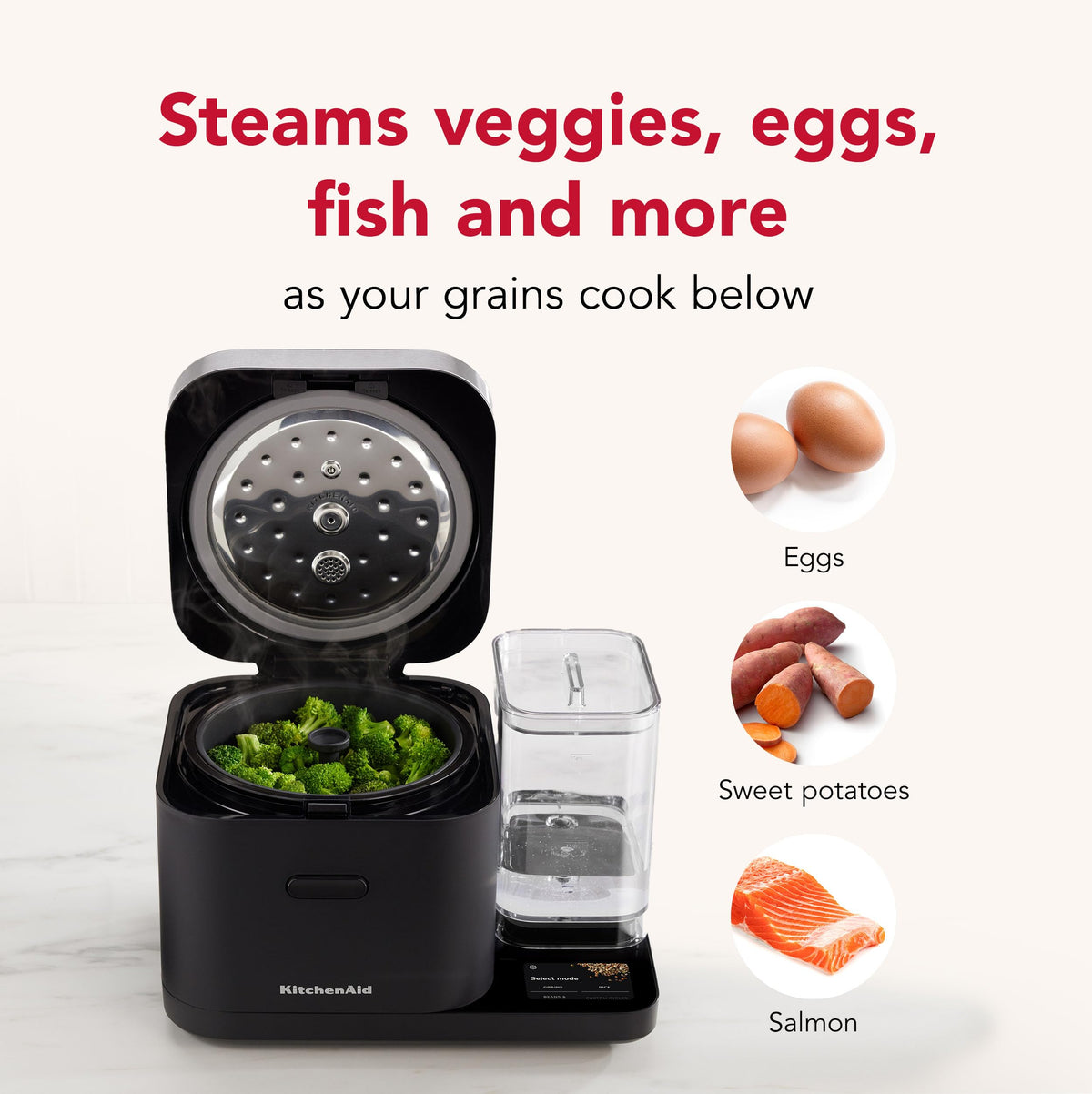 KitchenAid 8 Cup Grain and Rice Cooker, Integrated Scale, Black Matte