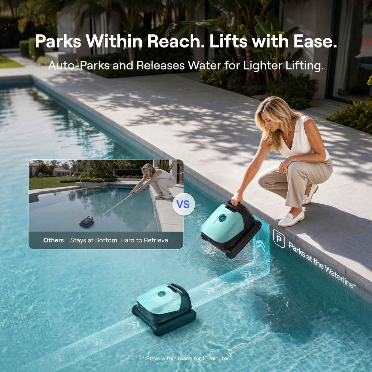 Beatbot Sora 10 Cordless Pool Vacuum Robot for Inground & Above Ground Pools, 6800 GPH Suction, Floor/Wall/Waterline/Shallow Area Cleaning, Waterline Parking, Cyan Green
