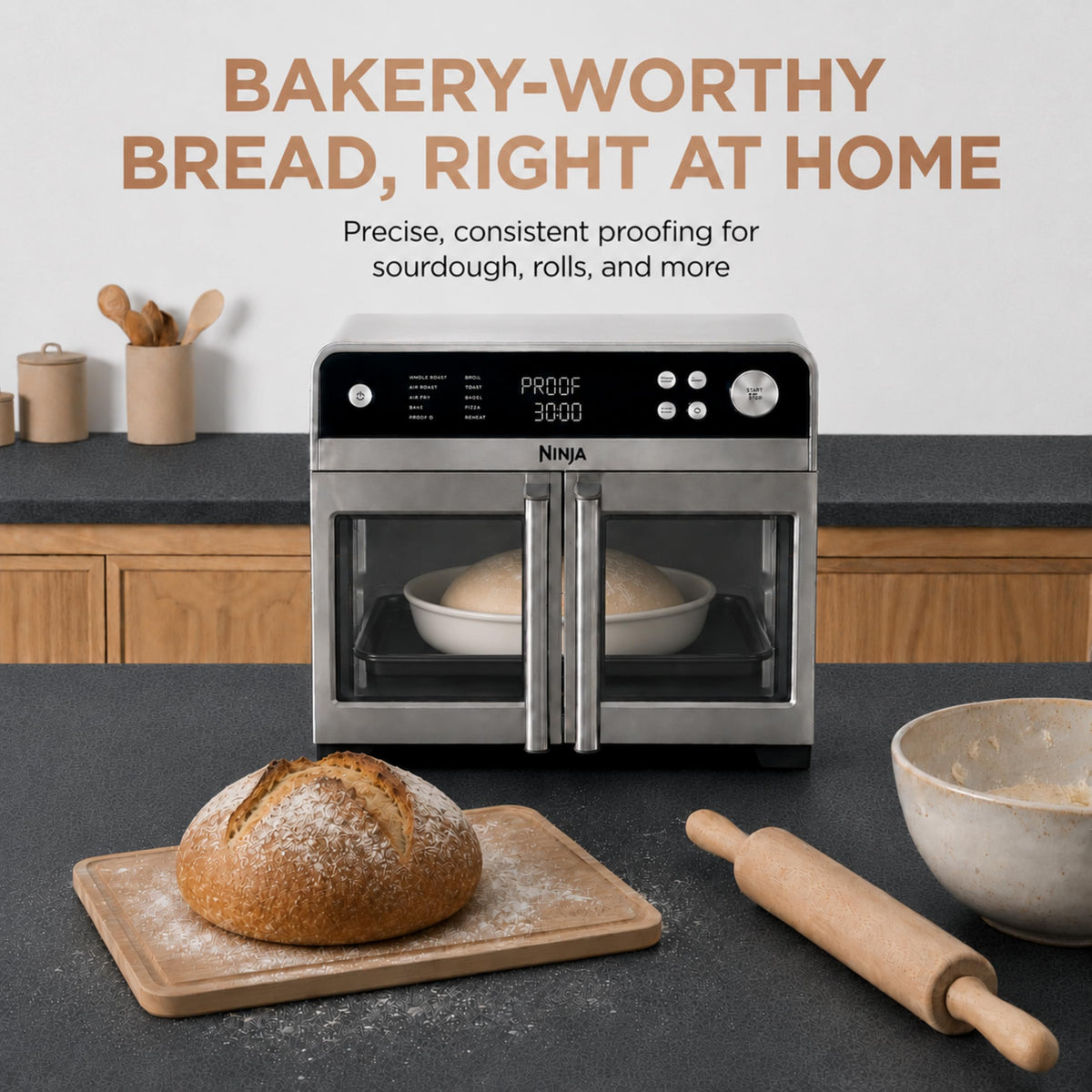 Ninja French Door Premier Air Fry Oven with Cutting Board, Steel, FO103