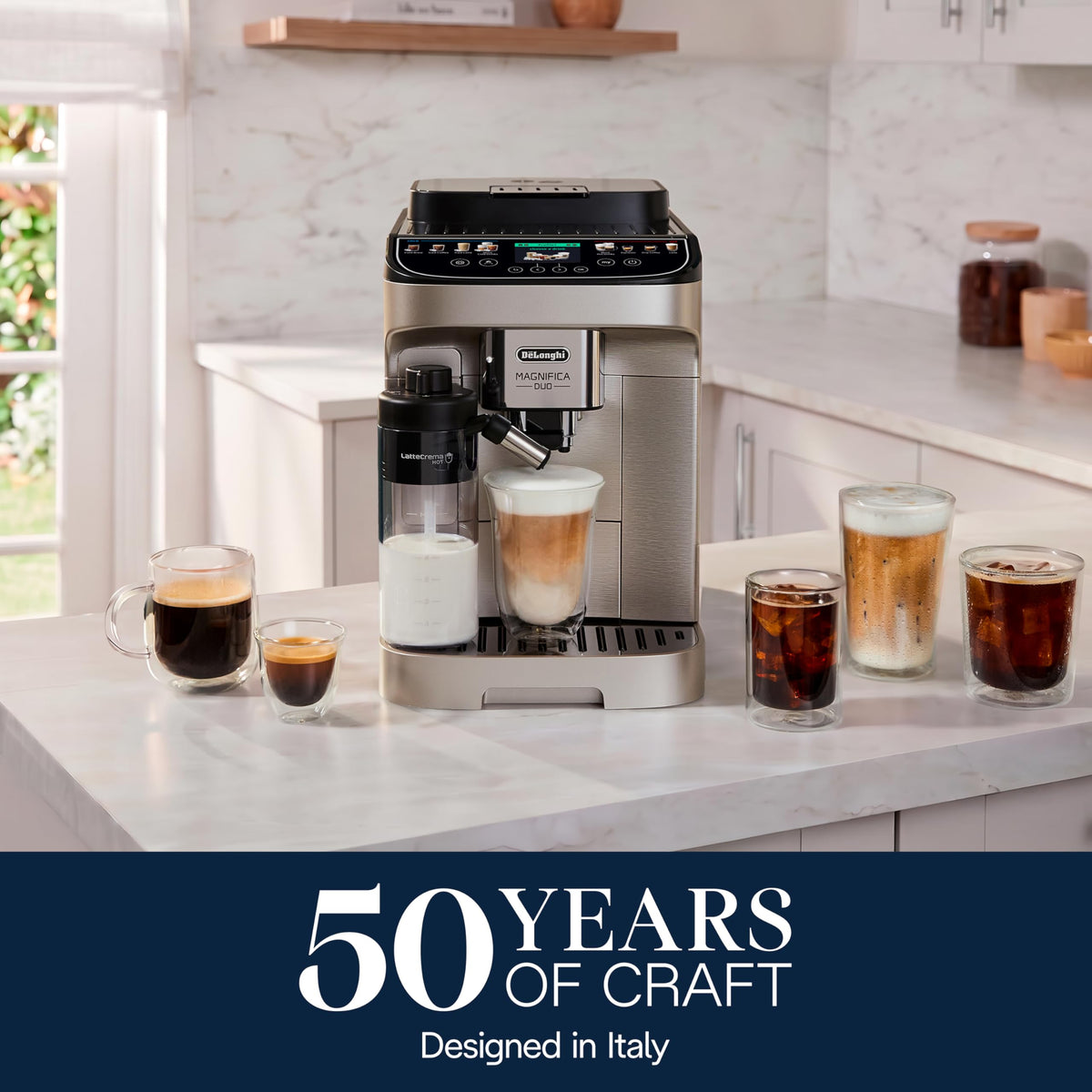 De'Longhi Magnifica Duo Automatic Espresso Machine, Milk Frother, Silver