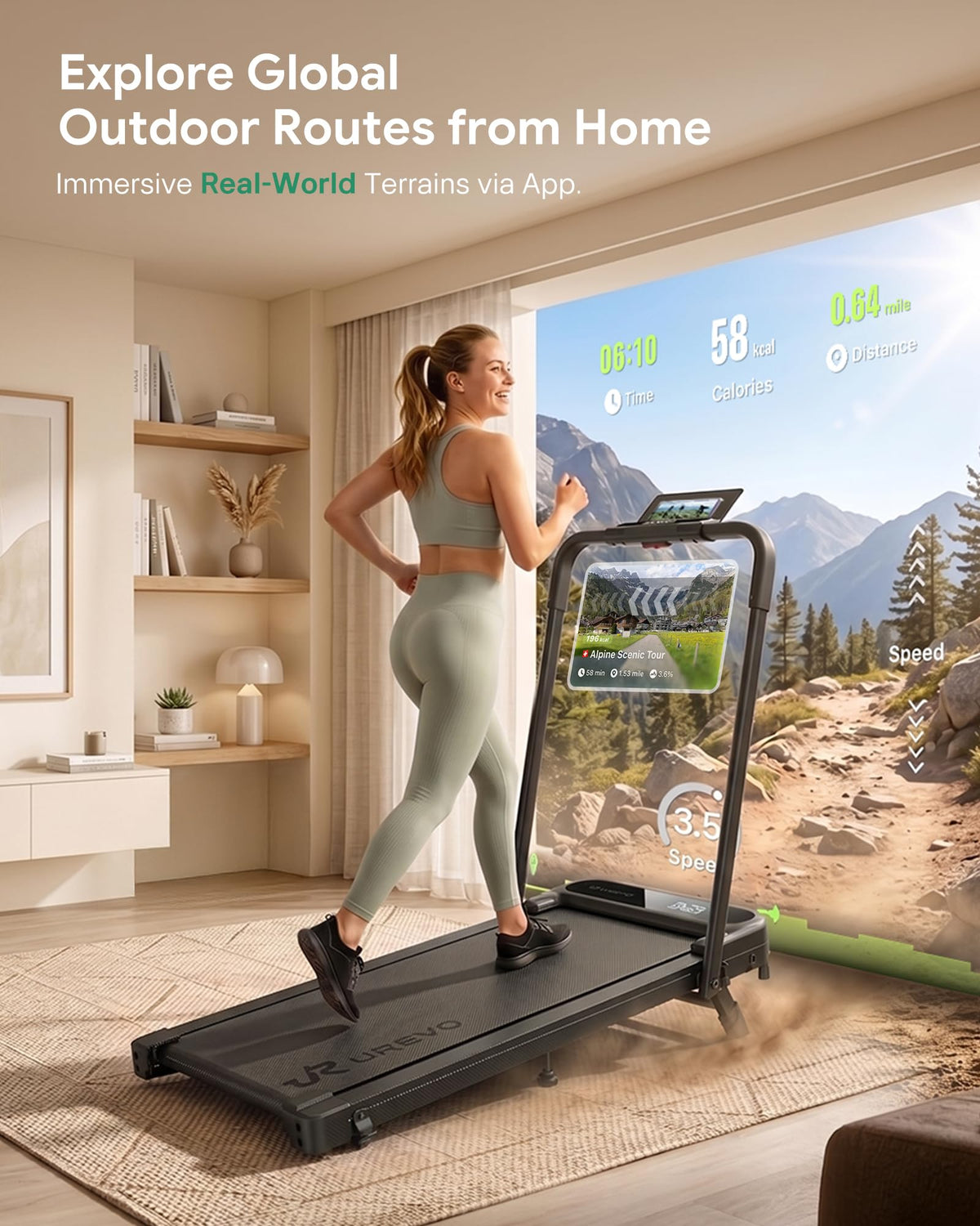 UREVO Strol 2E Pro Smart Walking Pad Treadmill with APP, 12% Incline, Compact Walking Pad with Safety Handle, Plug & Play, Desk Treadmill with LED Display, Walking & Running for Home Office