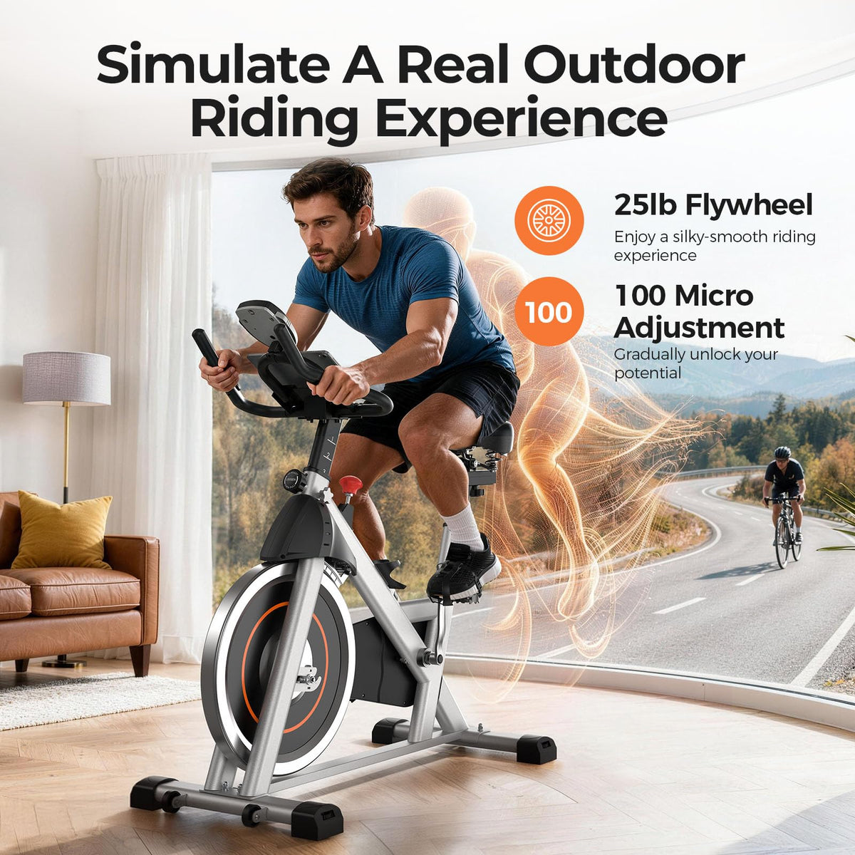 YOSUDA Exercise Bike, Brake Pad Stationary Bike for Home with Exclusive App, Magnetic Indoor Cycling Bike with 300 lb Weight Capacity, Low Noise, Tablet Holder and Fitness Courses for Weight Loss - Magnetic-Black