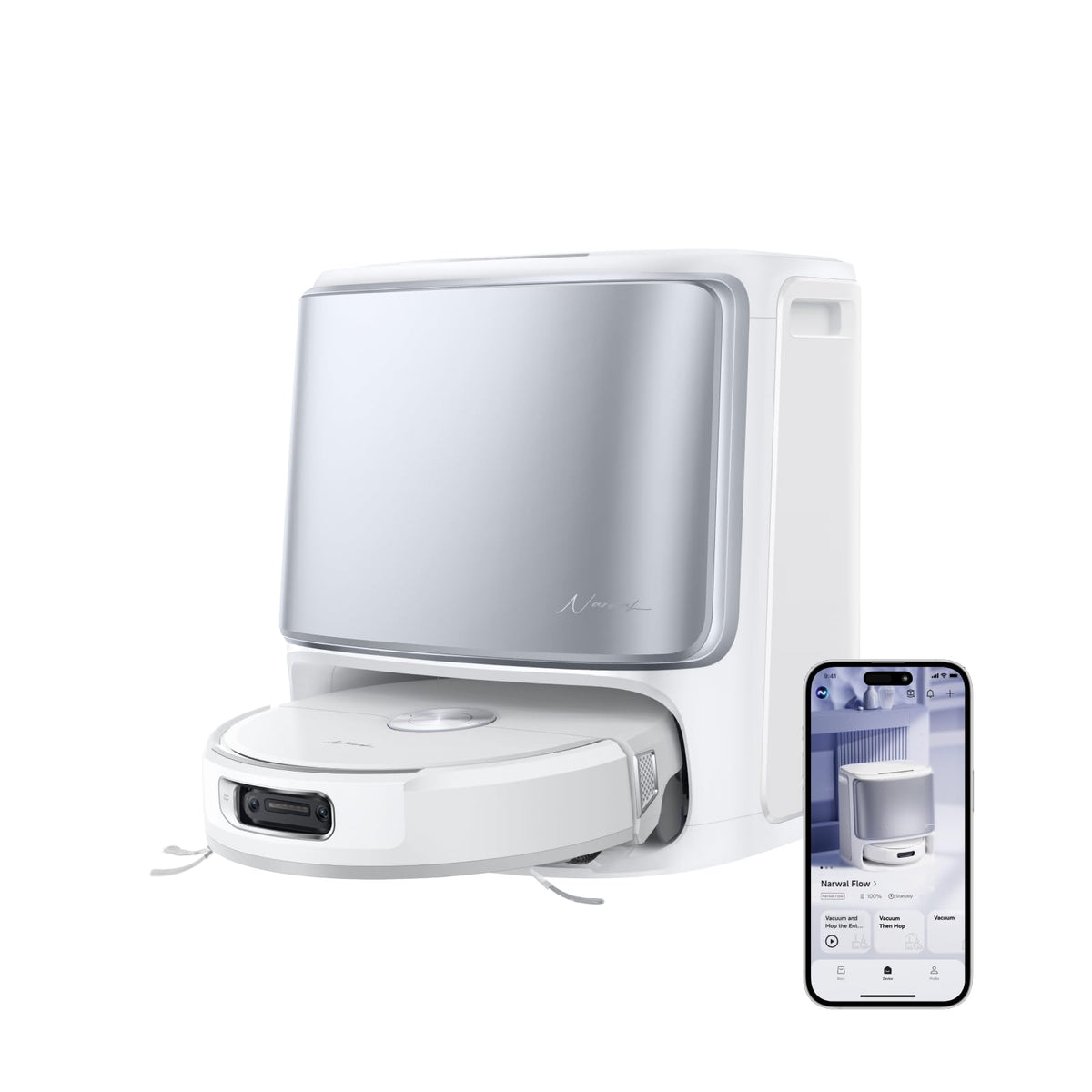 NARWAL Flow Robot Vacuum and Mop Combo, 22000Pa, AI Avoidance, Ivory White