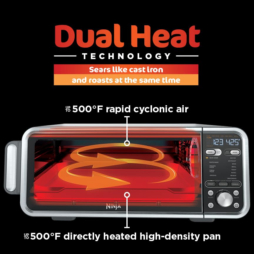 Ninja Foodi Smart Dual Heat Air Fry Oven, 13-in-1, Silver, SP351