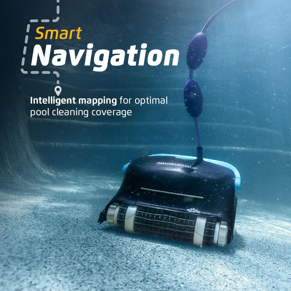 Dolphin Automatic Robotic Pool Vacuum Cleaner, Wall Climbing Scrubber Brush, Smart Navigation, Ideal for In-Ground Pools up to 40FT in Length - Nautilus CC Plus