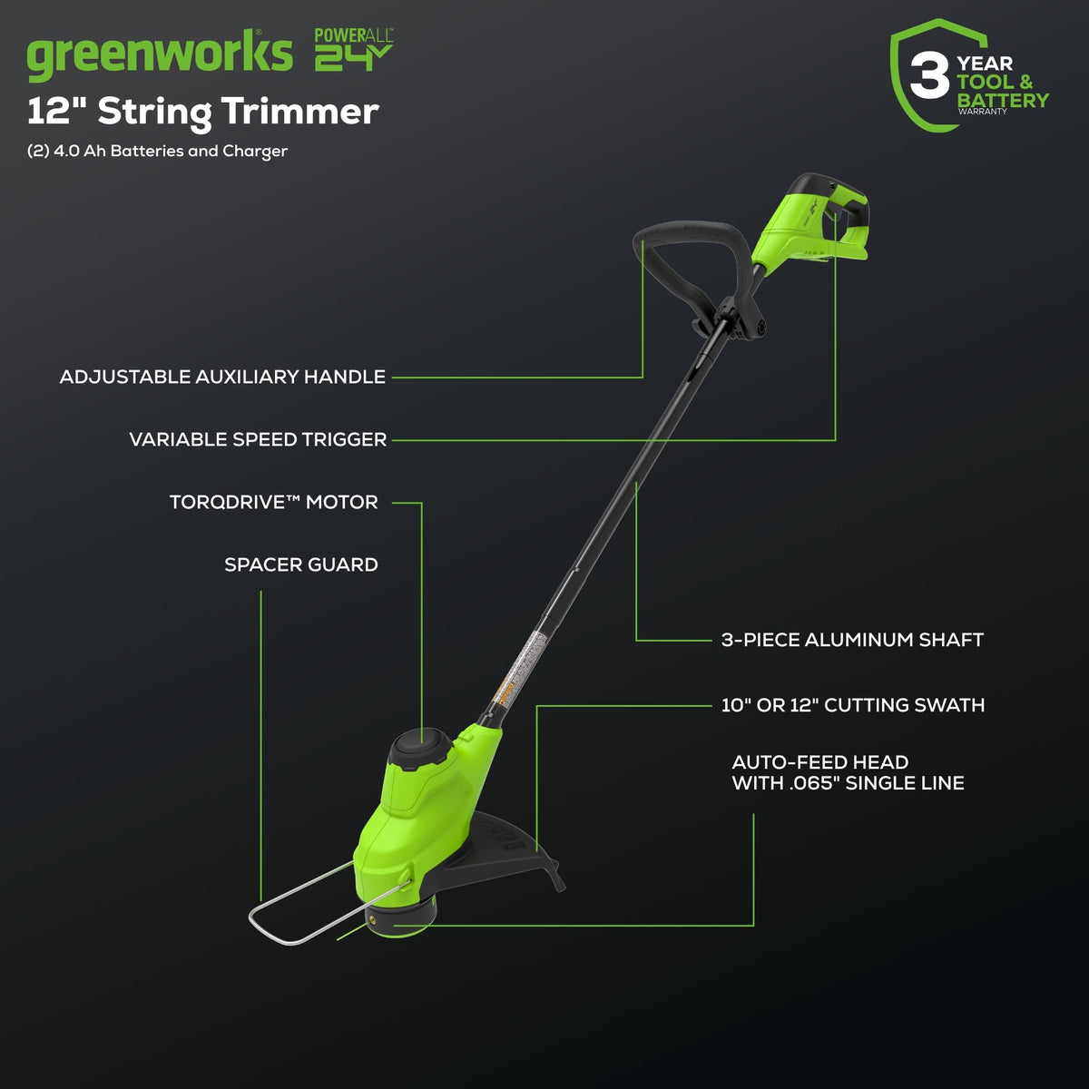Greenworks 48V (24V x 2) 17in Mower/Blower/Trimmer Kit/ Battery Kit