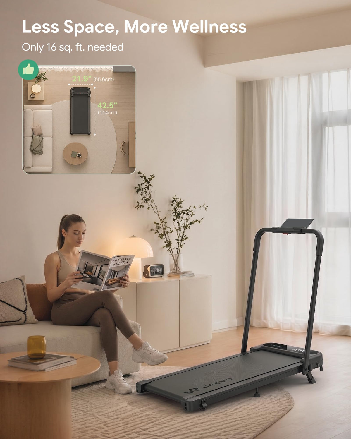 UREVO Strol 2E Pro Smart Walking Pad Treadmill with APP, 12% Incline, Compact Walking Pad with Safety Handle, Plug & Play, Desk Treadmill with LED Display, Walking & Running for Home Office