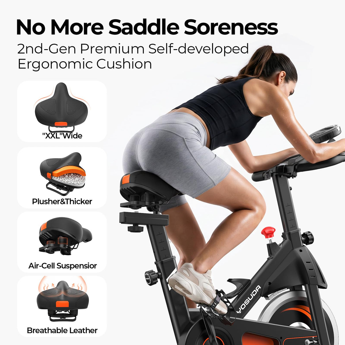 YOSUDA Magnetic Stationary Exercise Bike for Home, Indoor Cycling Bike with Exclusive App & Fitness Courses, 300 LB Weight Capacity, Quiet Magnetic Resistance, Tablet Holder, Workout Bike for Weight Loss & Cardio Training