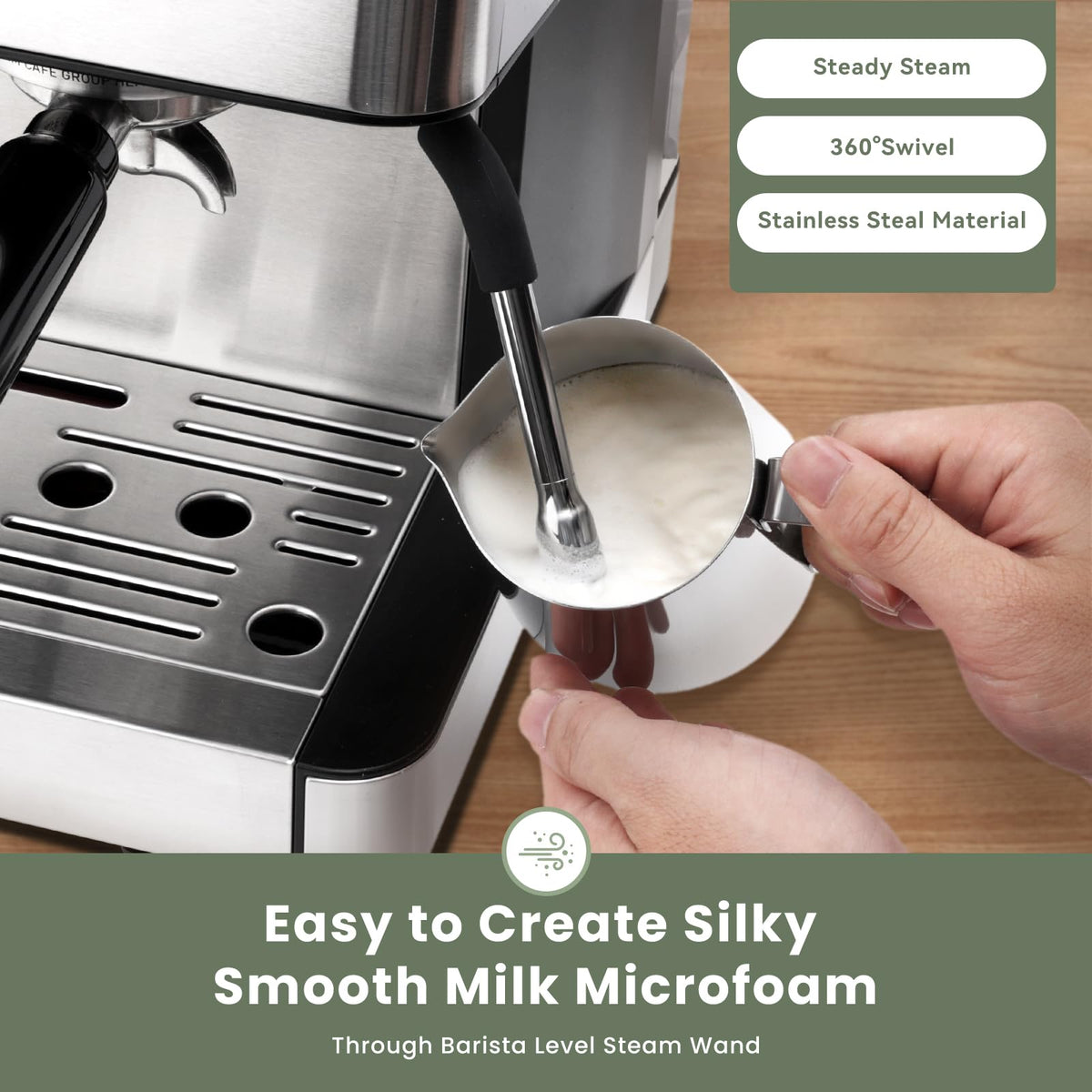 Gevi 20 Bar Espresso Machine with Grinder & Steam Wand for Latte Cappuccino