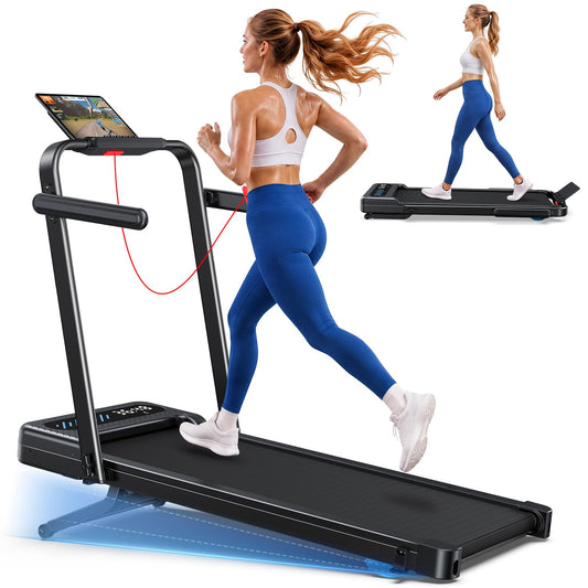 Cardirun Walking Pad with 12% Auto Incline & Handle Bar, Foldable Treadmill