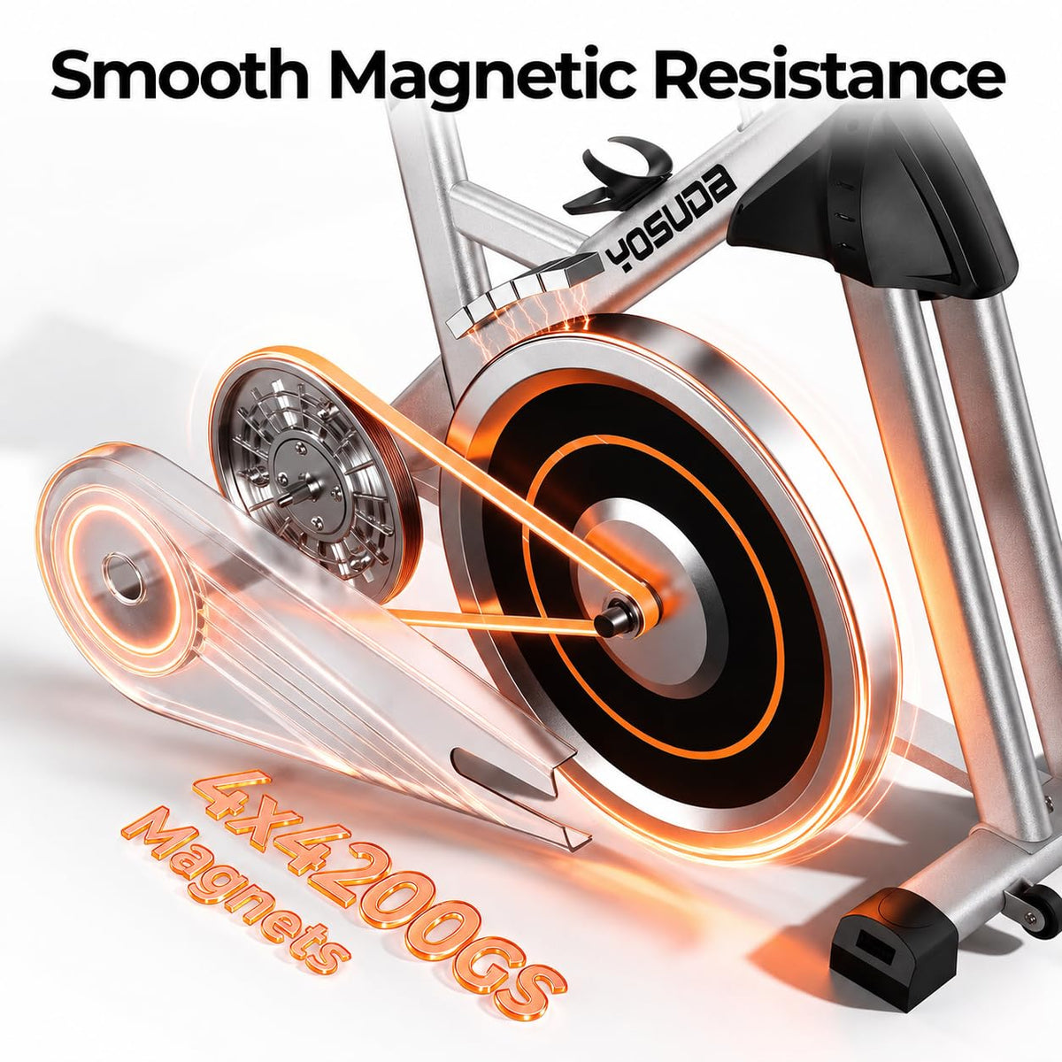 YOSUDA Exercise Bike, Brake Pad Stationary Bike for Home with Exclusive App, Magnetic Indoor Cycling Bike with 300 lb Weight Capacity, Low Noise, Tablet Holder and Fitness Courses for Weight Loss - Magnetic-Black