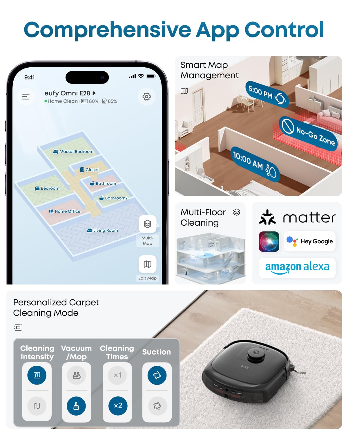 eufy E28 Robot Vacuum and Mop, 20,000 Pa, Portable Carpet Cleaning