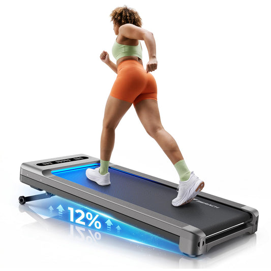 MERACH UltraWalk W60 Walking Pad Treadmill with 12Auto Incline, Under Desk Walking Pad Max400lb Capacity, Max3.5HP Heavy Duty Walking Pad with Incline for Tall People with BT Speaker, RGB Light & APP