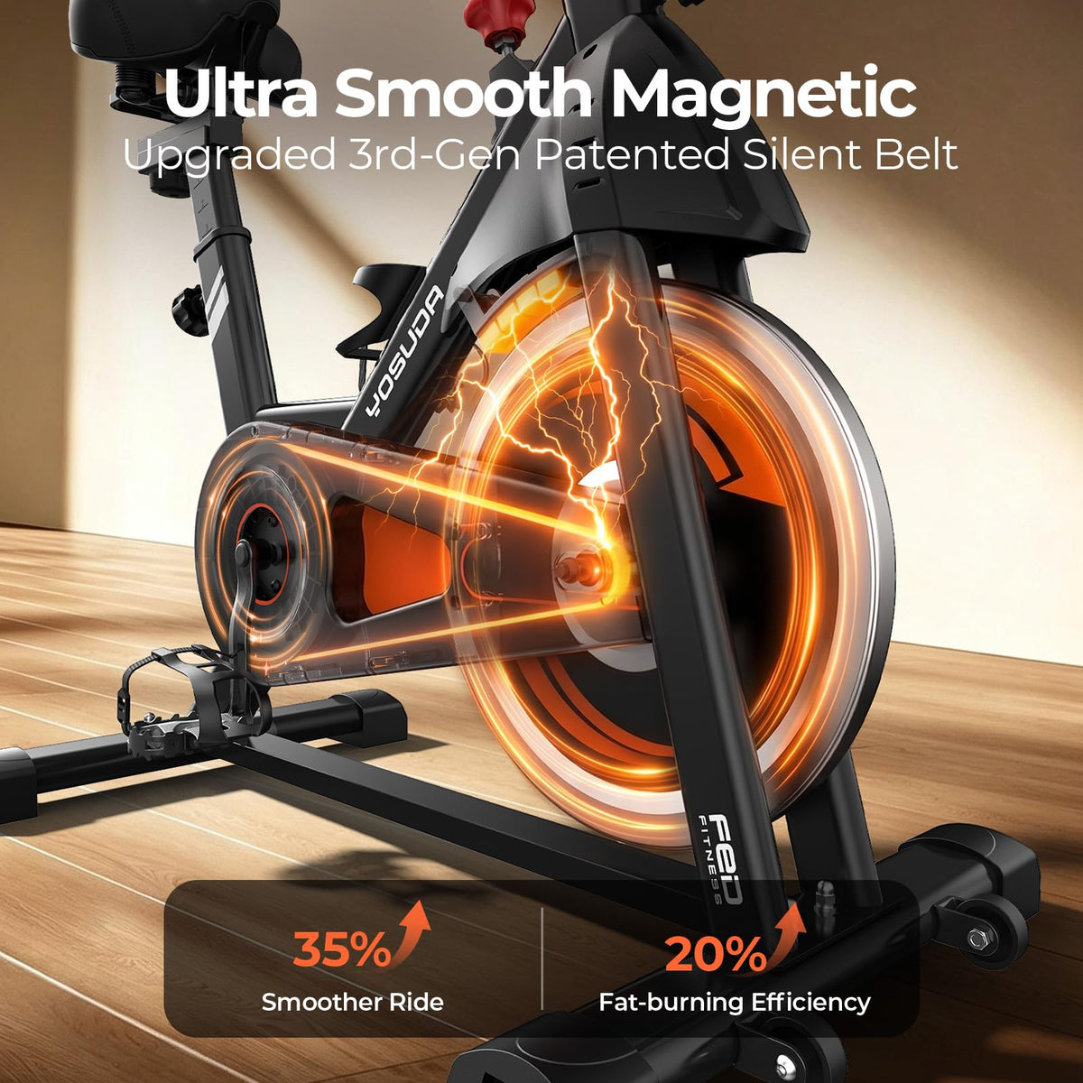 YOSUDA Magnetic Stationary Exercise Bike for Home, Indoor Cycling Bike with Exclusive App & Fitness Courses, 300 LB Weight Capacity, Quiet Magnetic Resistance, Tablet Holder, Workout Bike for Weight Loss & Cardio Training