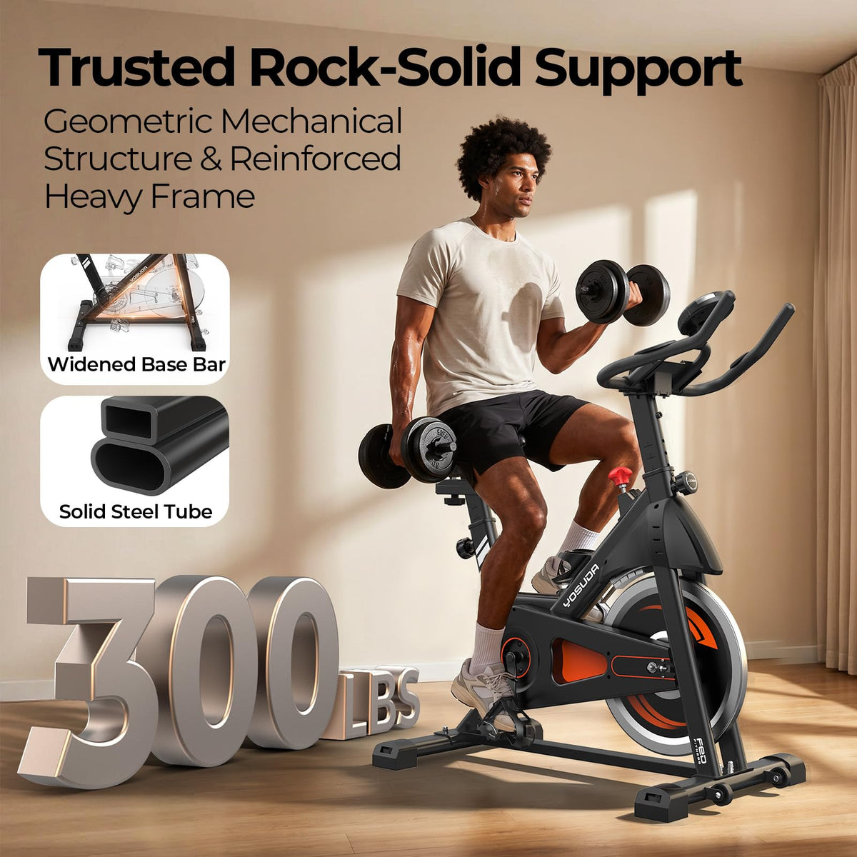 YOSUDA Magnetic Stationary Exercise Bike for Home, Indoor Cycling Bike with Exclusive App & Fitness Courses, 300 LB Weight Capacity, Quiet Magnetic Resistance, Tablet Holder, Workout Bike for Weight Loss & Cardio Training