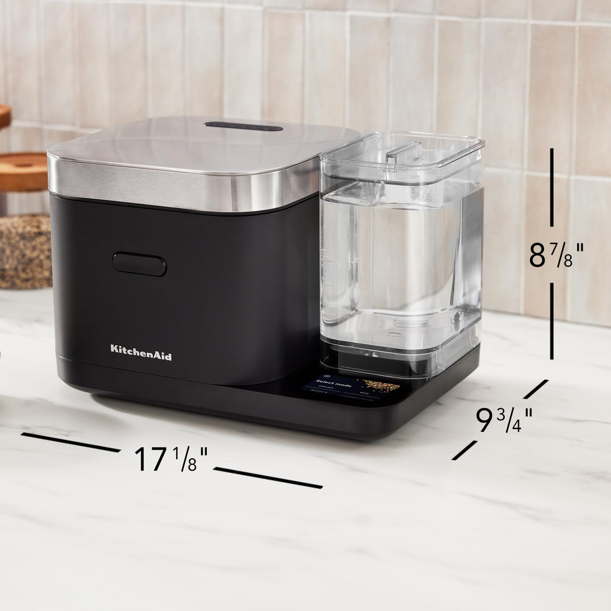 KitchenAid 8 Cup Grain and Rice Cooker, Integrated Scale, Black Matte
