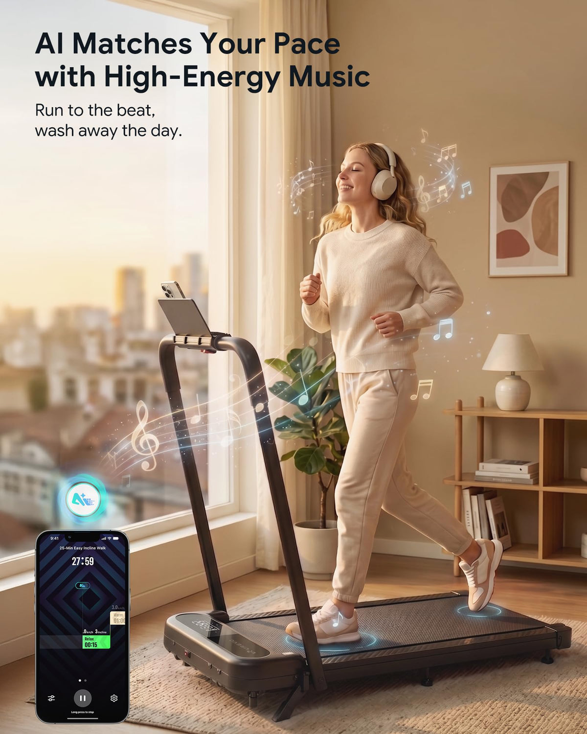 UREVO Strol 2E Pro Smart Walking Pad Treadmill with APP, 12% Incline, Compact Walking Pad with Safety Handle, Plug & Play, Desk Treadmill with LED Display, Walking & Running for Home Office