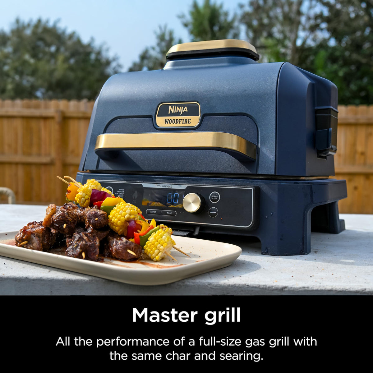 Ninja Woodfire ProConnect Premium XL Outdoor Grill & Smoker, Black & Gold