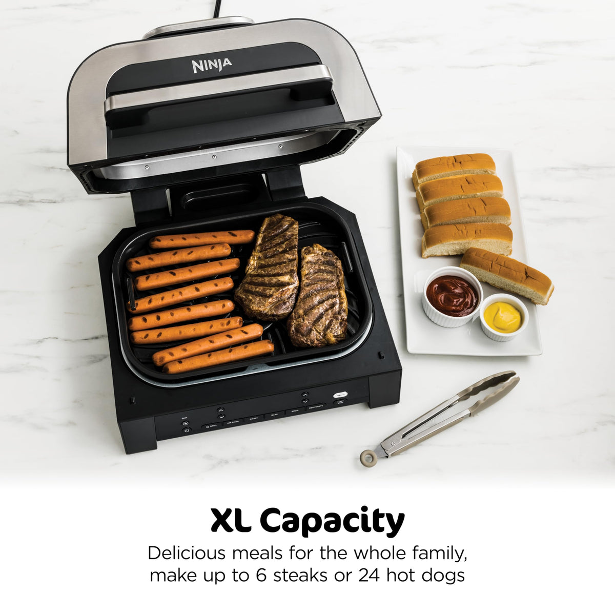 Ninja® Foodi® Smart XL 6-in-1 Indoor Grill & Air Fryer, Black/Silver, DG551