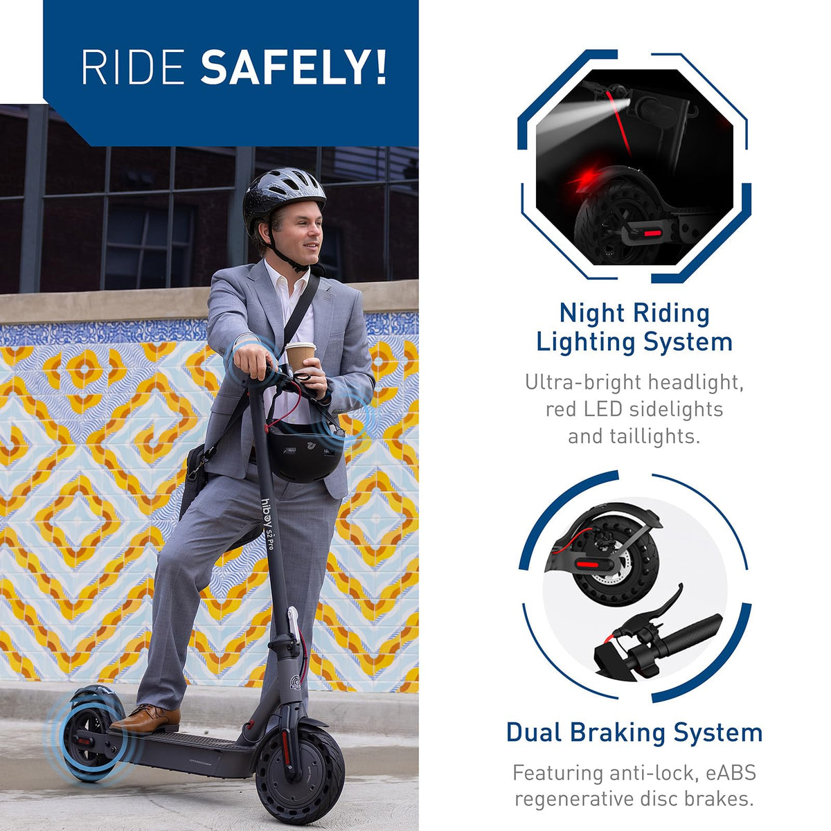 Hiboy S2 Pro Electric Scooter, 500W Motor, 10" Solid Tires, 25 Miles Range