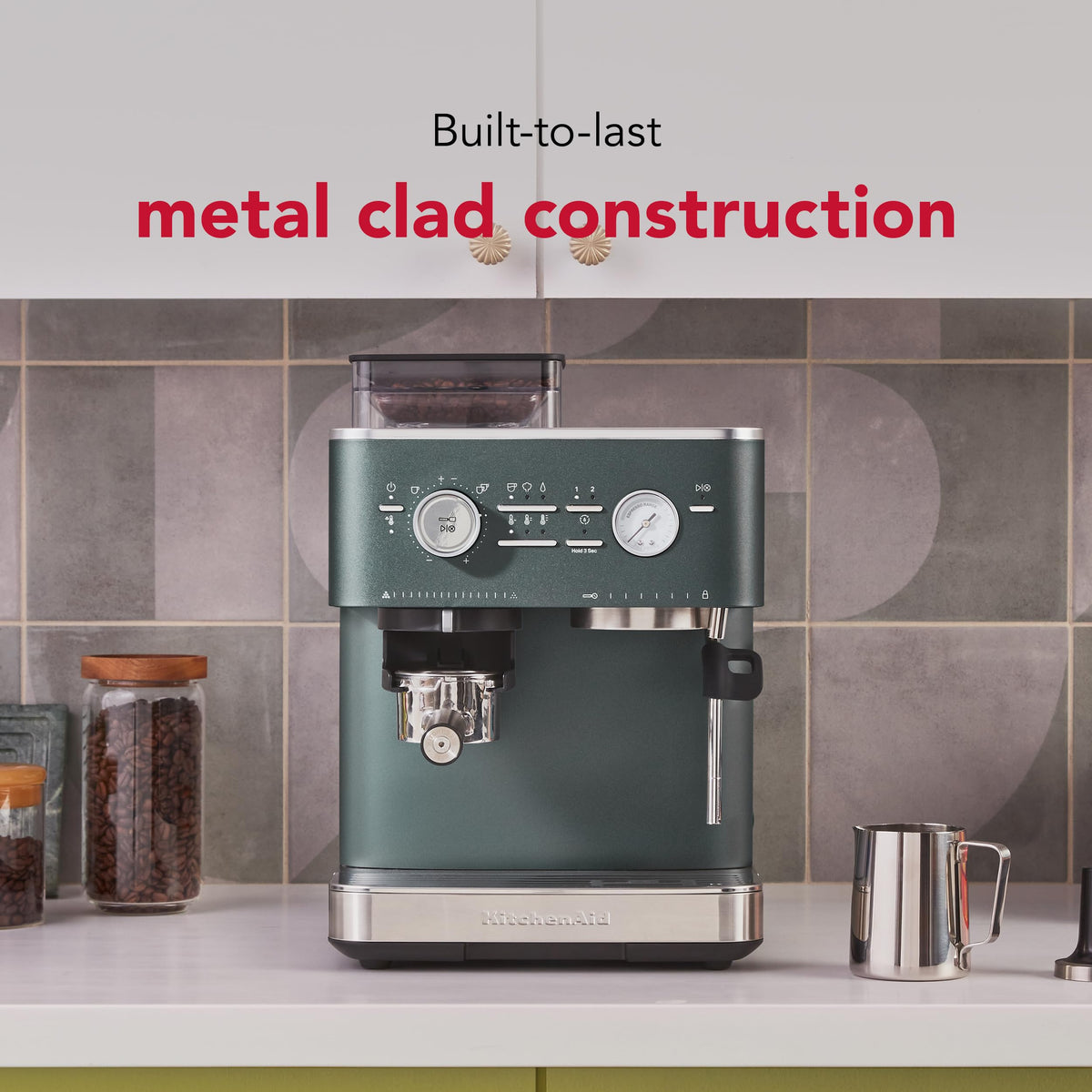 KitchenAid Semi-Auto Espresso Machine, Burr Grinder, 2.5L, Juniper