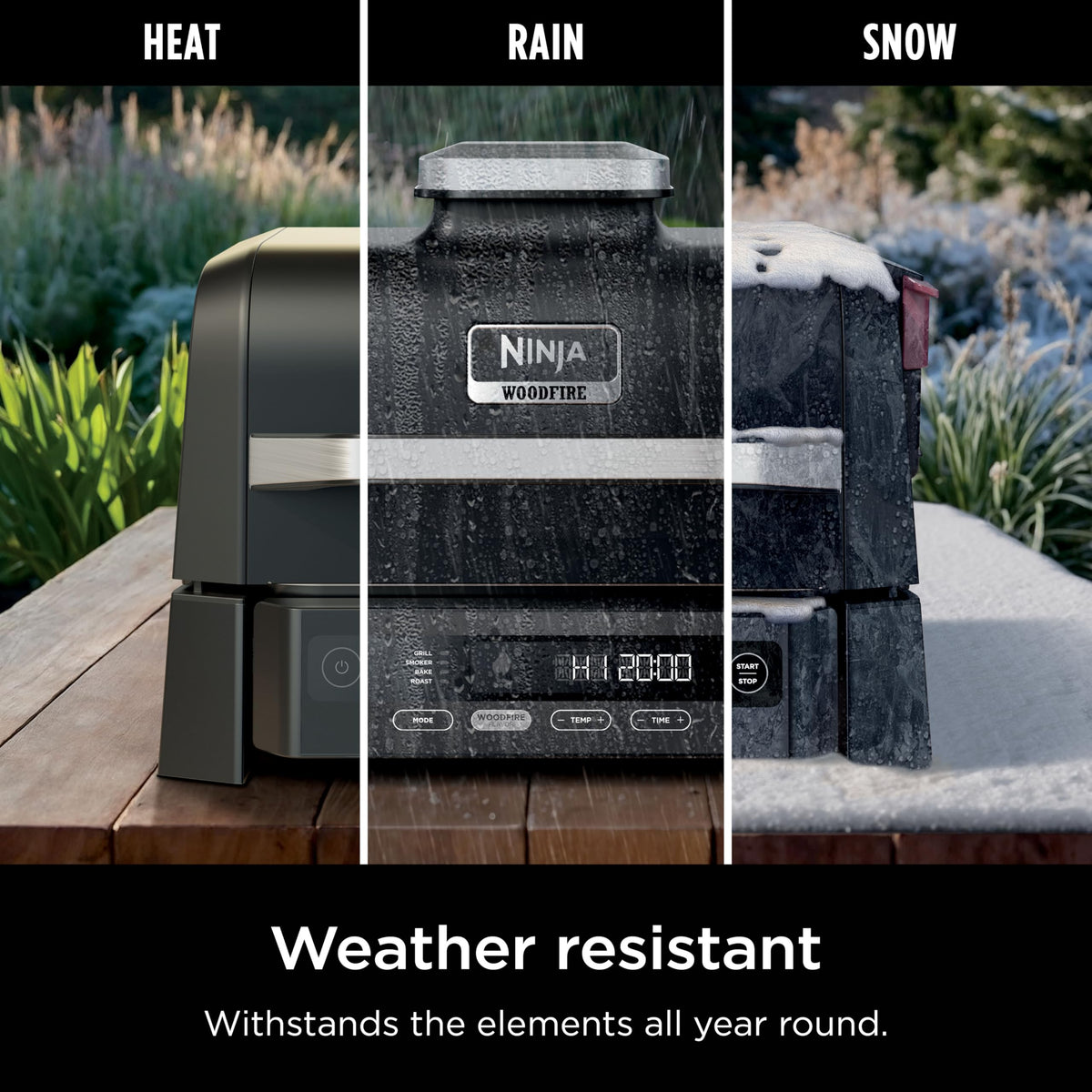 Ninja Woodfire Outdoor Grill & Smoker, 3-in-1 BBQ, Bake & Roast, OG301