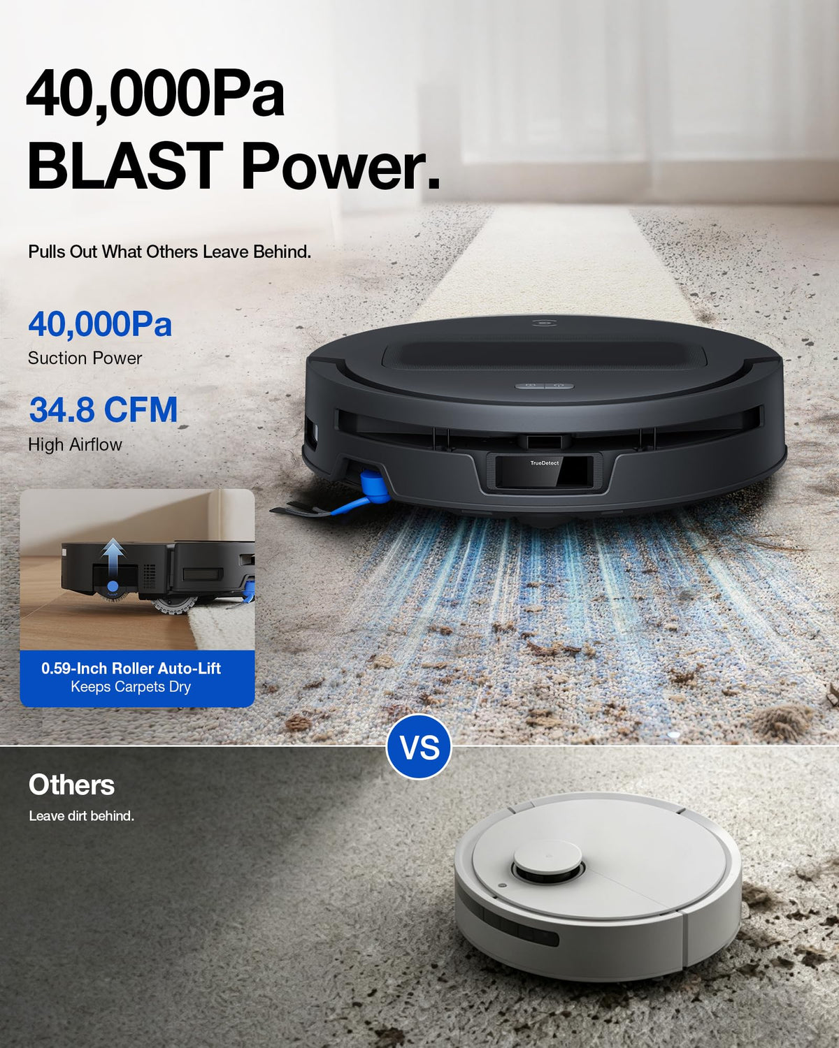 ECOVACS DEEBOT T90 MAX Plus Robot Vacuum with OZMO Roller 3.0, 40000Pa
