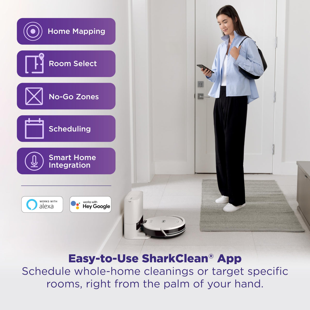Shark Navigator Robot Vacuum, 30-Day Self-Emptying Base, White, AV2110S