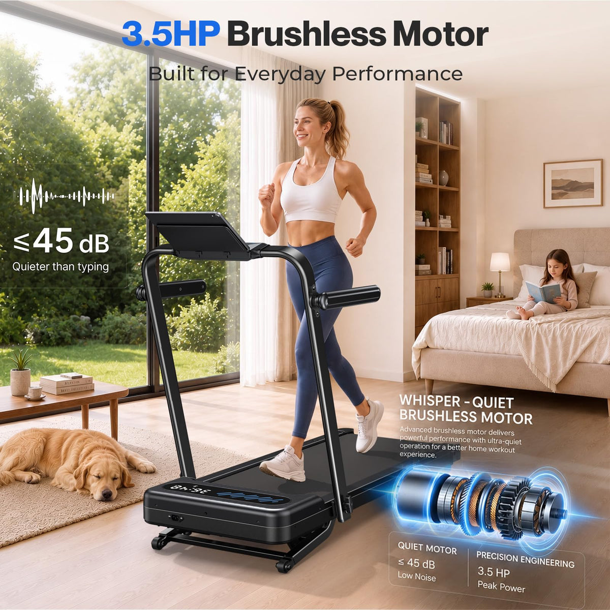 Cardirun Walking Pad with 12% Auto Incline & Handle Bar, Foldable Treadmill