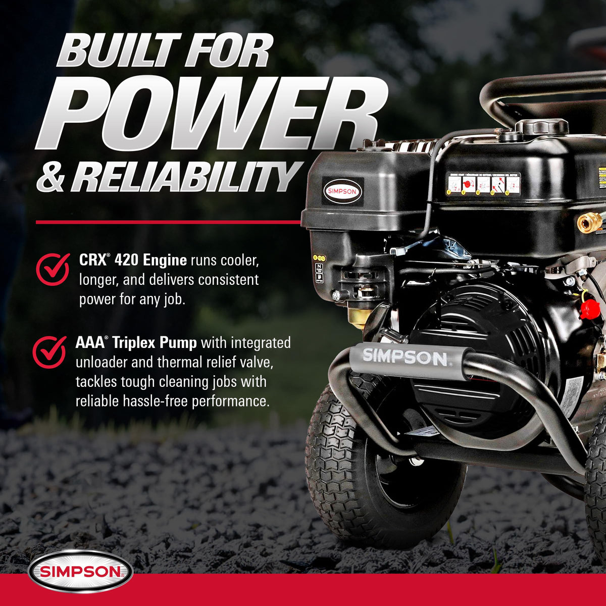 Simpson PowerShot 4400 PSI Gas Pressure Washer, 4.0 GPM, CRX 420cc Engine