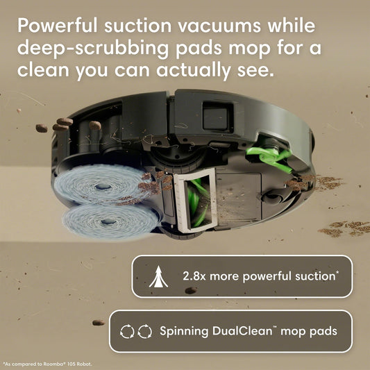 iRobot Roomba 415X Robot Vacuum & Mop Combo, 20,000Pa, 90 Days Self-Emptying, Multifunction Dock Self-Cleaning & Hot Dry, Smart Obstacle Avoidance, Lifting Spinning Mops, Ideal for Pet Hair