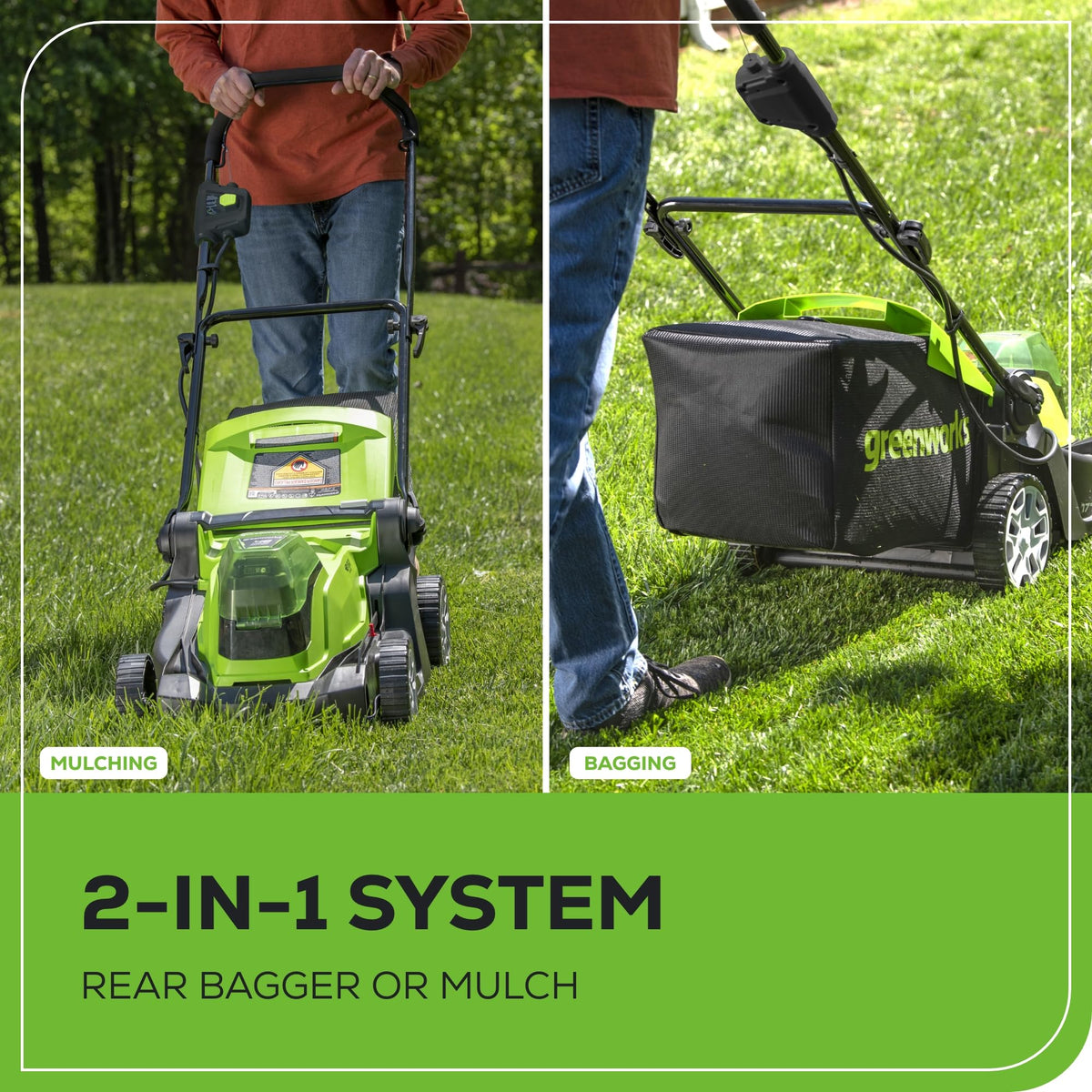 Greenworks 48V (24V x 2) 17in Mower/Blower/Trimmer Kit/ Battery Kit