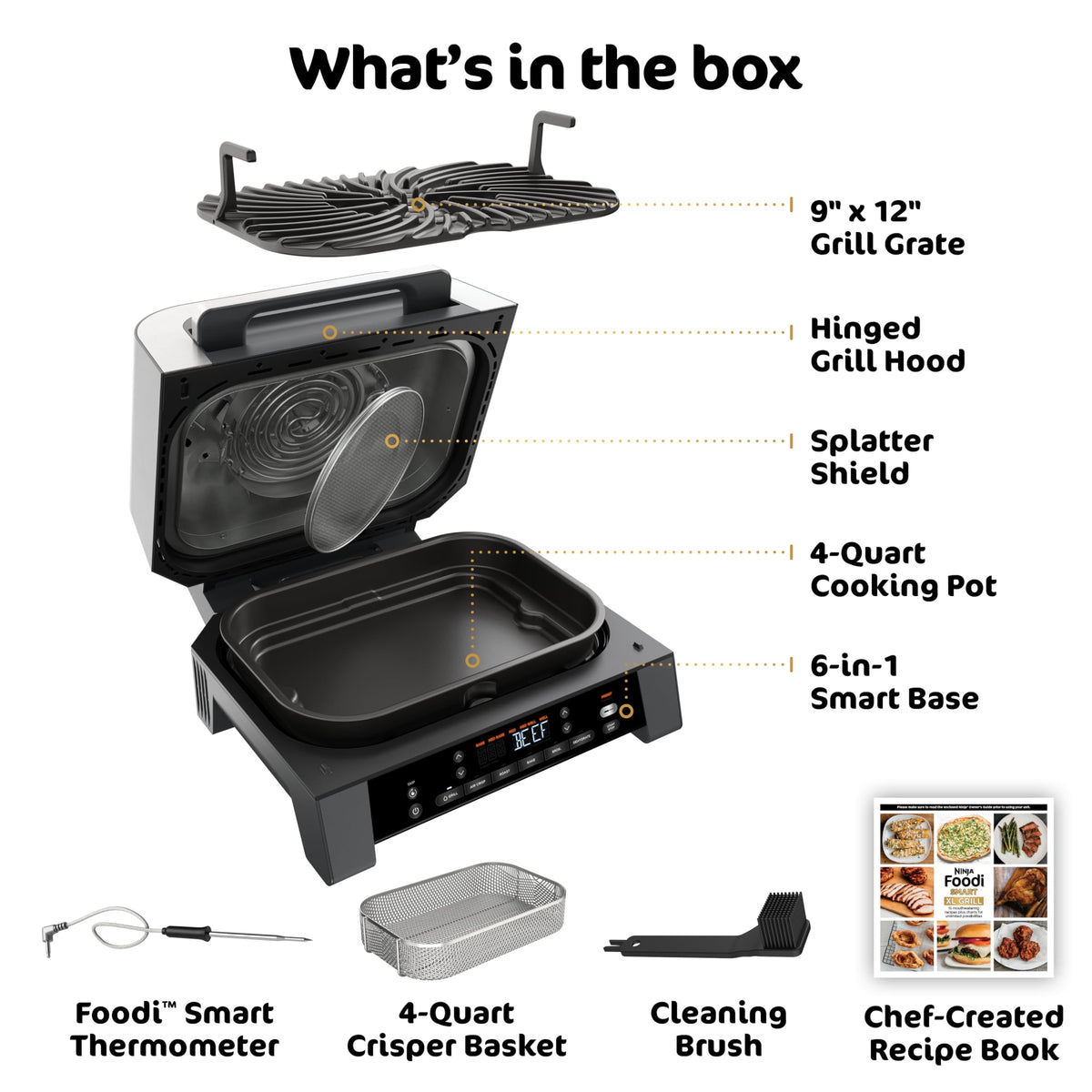 Ninja® Foodi® Smart XL 6-in-1 Indoor Grill & Air Fryer, Black/Silver, DG551