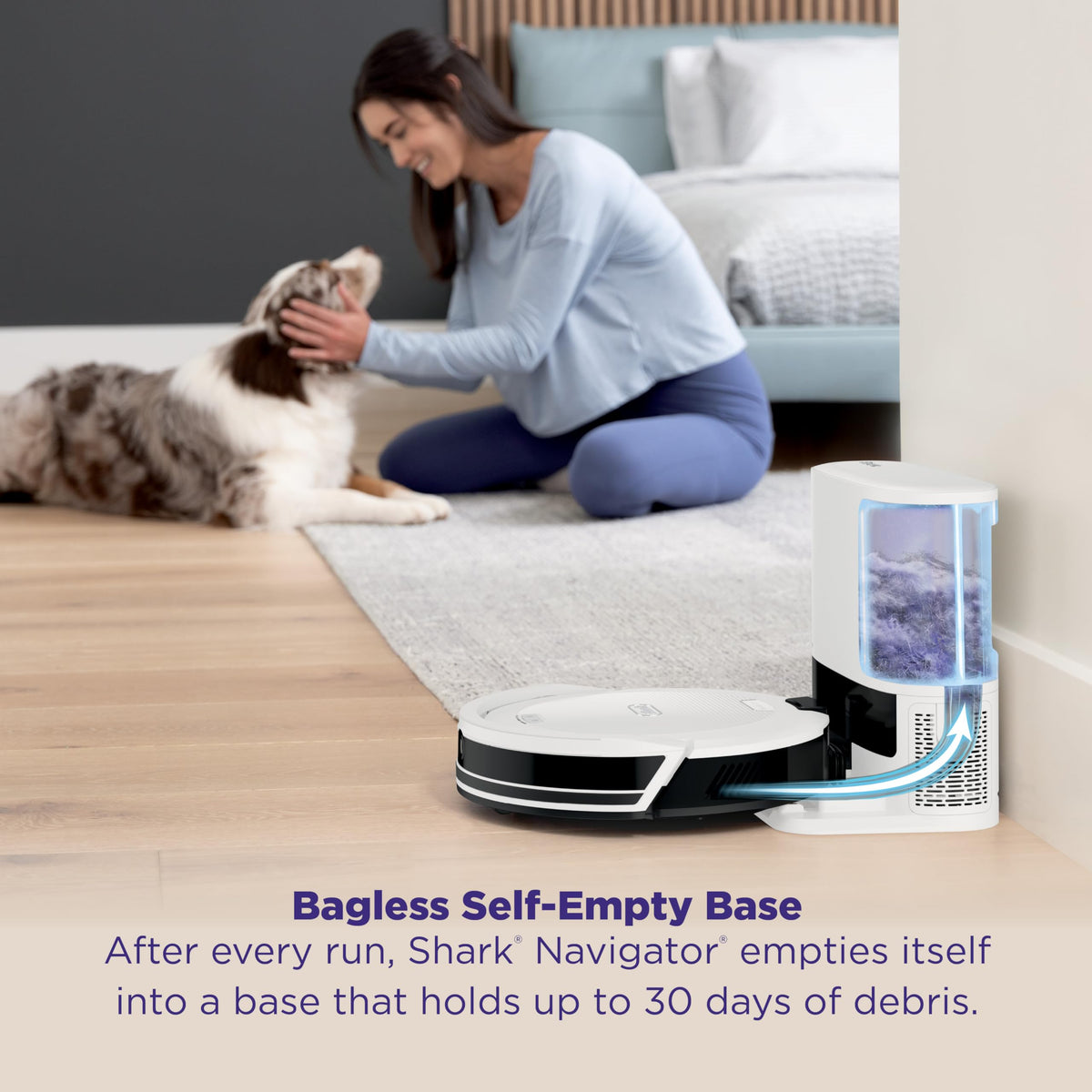 Shark Navigator Robot Vacuum, 30-Day Self-Emptying Base, White, AV2110S