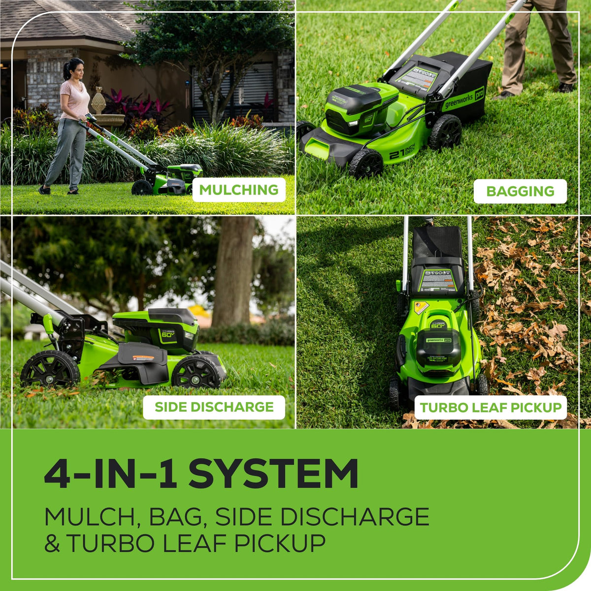 Greenworks 60V 21in Self-Propelled Lawn Mower, (2) 4.0 Ah Battery Kit